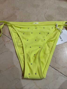 Forever 21 Neon Yellow Studded Bikini Bottom